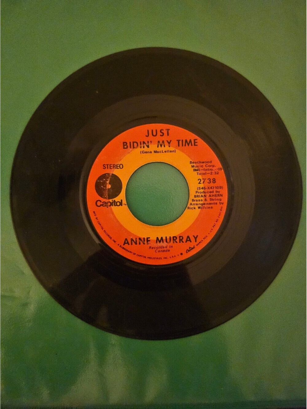Anne Murray Snowbird & Just Bidin’ My Time 45 Rpm 7” Record  231G20